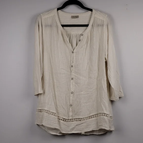 Lucky Brand Sheer Boho Top - Picture 1 of 5
